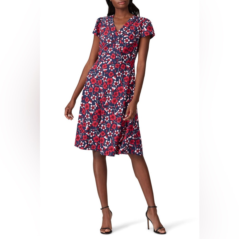 Draper James Floral Yoke Trimmed Midi Dress – Nassau Navy Multi – Size 2